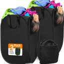 Upgraded Oxford Pop-up Laundry Hamper 2 Pack, 70L(18.5 Gal) Laundry Basket with Durable Handles Solid Bottom High Carbon Steel Frame and Side Pocket, Easy to Open and Fold Flat for Storage (Thickened-Black)