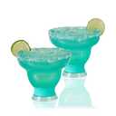 HOST FREEZE Margarita Cocktail Glasses, Frozen Cup Double Wall Plastic Margarita Glasses Drinking Set Modern Drinking Glasses Aqua Blue, Set of 2