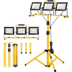 21000Lumen LED Work Lights with Stand - 3 Head Portable Work Light with 16FT Cord - IP66 Waterproof Tripod Worklights for Outdoor Indoor Job Site Workshop Garage Construction Site Lighting 21000Lumen LED Work Lights with Stand - 3 Head Portable Work Light with 16FT Cord - IP66 Waterproof Tripod Worklights for Outdoor Indoor Job Site Workshop Garage Construction Site Lighting