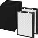 True HEPA Replacement Filter Compatible with uahpet Pet Air Purifier Slim, for Home Large Rooms, Pet Household, Includes 2 HEPA Filters and 6 Washable Pre-Filters