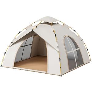 Camping Tent 2-3 Person for Outdoors with Rainfly 2 Windows 2 Doors Sunproof Waterproof Thickened Fabric Automatic Open