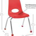 FDP 14" School Stack Chair, Stacking Student Seat with Chromed Steel Legs and Ball Glides For In-Home Learning or Classroom - Red (6-Pack), 10363-RD