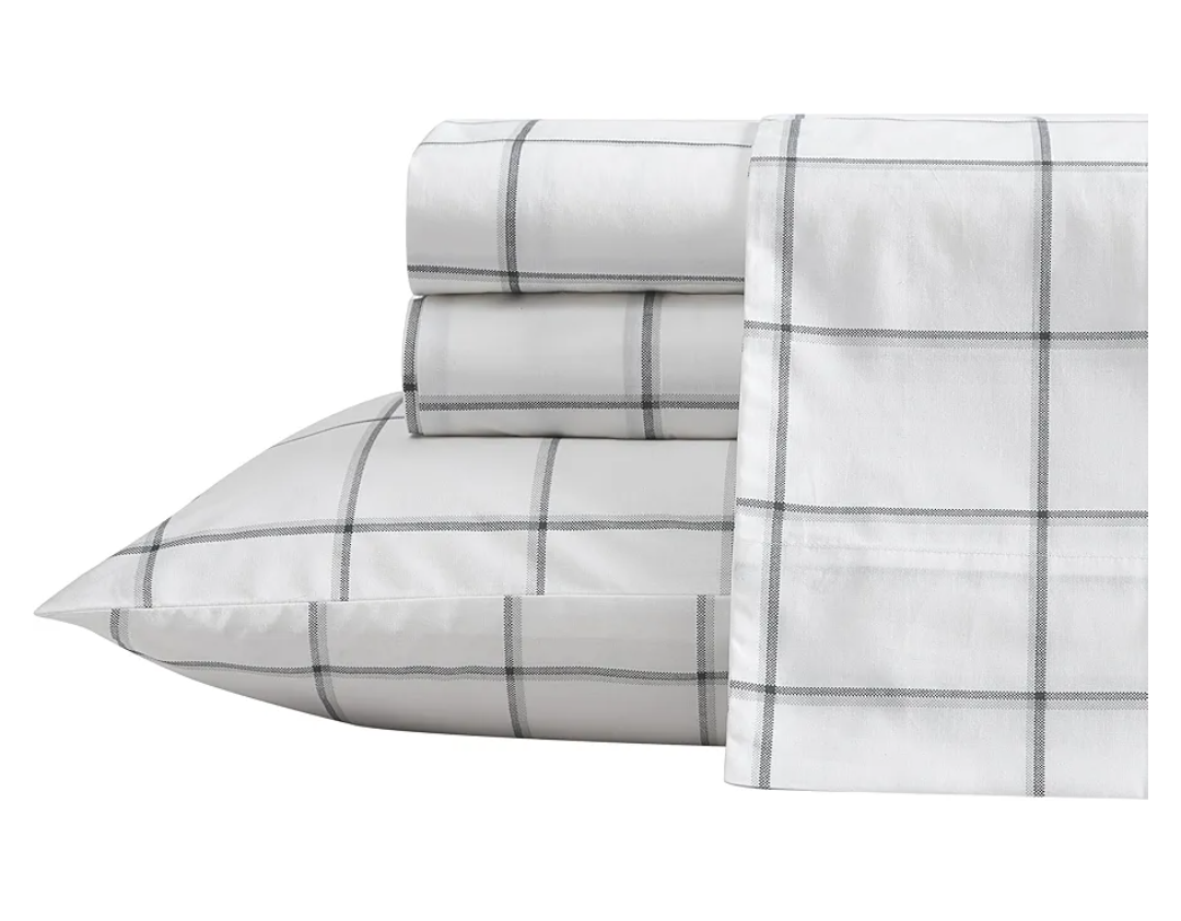 Nautica- Full Size Sheet Set, Crisp & Tailored Cooling Sheets with a Smooth Cotton Percale Lightweight Feel - Bed Sheets with Matching Pillowcases & Fitted Sheet (Plot Black)