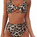 SUUKSESS Women Cutout Bikini Sets Push Up High Waisted Swimsuits 2 Piece (13 Cheetah Prints) XXL