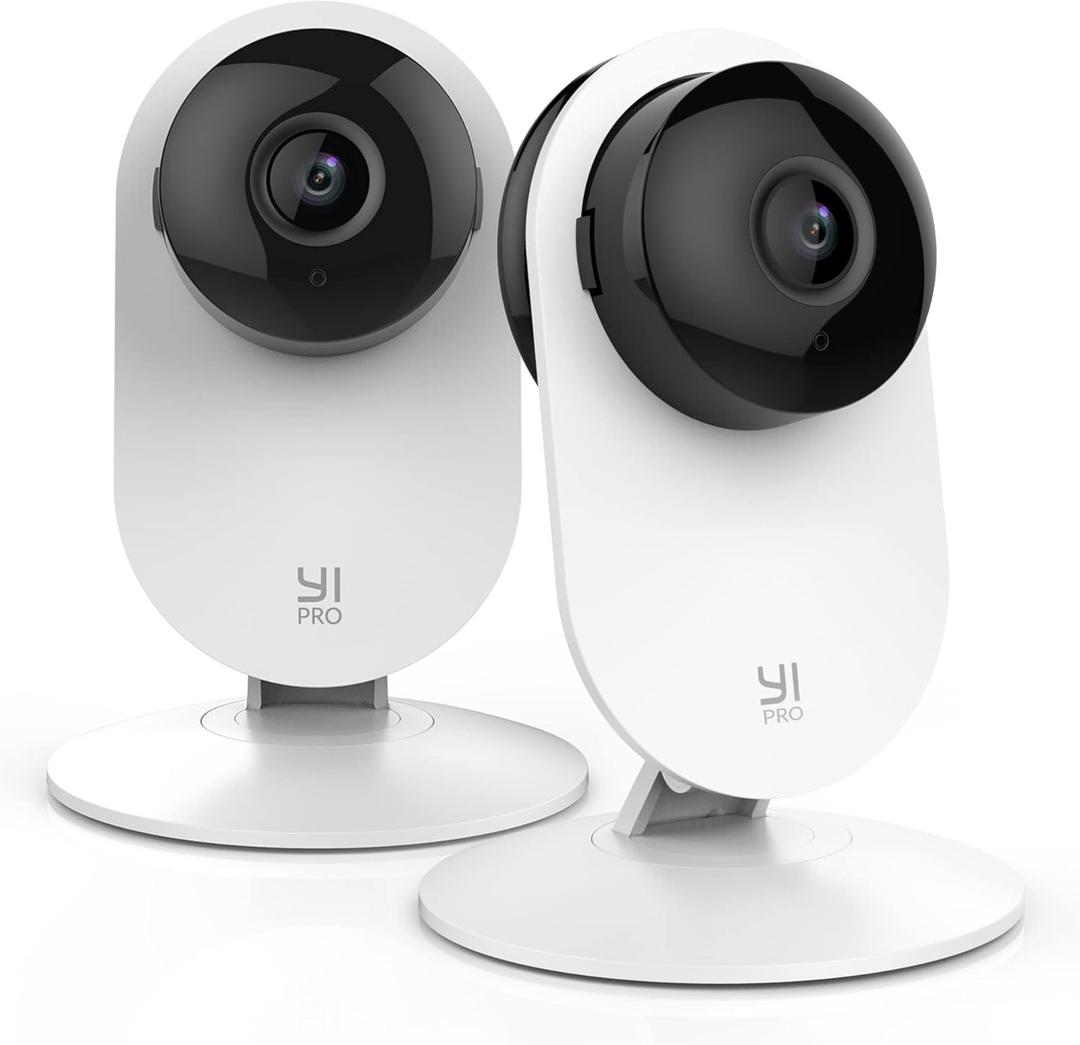 YI Pro 2K Home Security Camera, 2.4Ghz Wired Indoor Camera with Person, Vehicle, Animal Smart Detection, Phone App, Compatible with Alexa and Google Assistant 2Packs (2K pro 2pc)