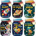 MAPDTWO 36 Packs Space Valentines Day Cards - Kids Valentines Cards for School Classroom Party Favors - Space Astronaut for Kids, 3.7''x 5.6'' Mason Jar Greeting Card Exchange (Candy Not Included)