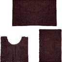3 Pieces Bathroom Rugs Set Absorbent Shower Mat for Bathtub Non-Slip U-Shaped Toilet Mat Soft Chenille Bath Carpet Comfortable Floor Mats for Kitchen Bedroom 15.5" x 47" Mat, Brown