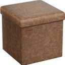 SONGMICS Mazie Collection - 15 Inches Ottoman with Storage, Footstool, Storage Ottoman, Load 660 lb, for Dorm, Living Room, Bedroom, Synthetic Leather, Coffee Brown ULSF010K01