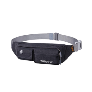 WATERFLY Fanny Pack for Women Men Water Resistant Small Waist Pouch Slim Belt Bag with 4 Pockets Lightweight Crossbody Chest Bag Fit All Phones, 11.02 x 2.1 x 4.3 inch