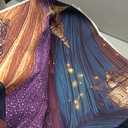 7x5ft Arabian Moroccan Nights Party Photography Backdrop, Moroccan Nights Purple Blue Curtain Lamp Luxurious Princess Wedding Birthday Baby Shower Party Background Decorations Photo Studio Props