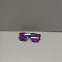 JIM HALO Flat Top Shield Sunglasses Square Mirror Rimless Glasses for Women Men (Black Frame / Mirror Purple Lens)