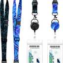Multifunctional Cruise Breakaway Lanyard Set for Ship Cards,Adjustable Length with Safety Buckle,Retractable Badge Reel (2 Sets Black Moon Whale & Blue Ocean)