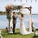 Wedding Arch -7.48FT Square Wooden Wedding Arches for Ceremony, Wood Arbor Backdrop Stand for Proposal Wedding Party Scene, Birthday Party, Bridal Shower, Garden, Outdoor, Rustic Decorationsz