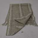 rismart Table Runner with Tassels Country Rustic Weave Stripe Runners Green 32 x 220 cm