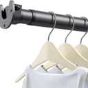 Closet Rods for Hanging Clothes, 17 to 84 Inch Stepless Adjustable Closet Rod, 1.3 Inch Diameter Metal Heavy Duty Closet Hanging Rod for Closet Wardrobes Laundry RV, Black