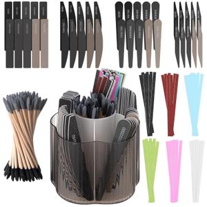 Lasnten 131 Pcs Sanding Sticks Set 360 Degree Rotating Holder 40 Polishing Sticks 30 Sanding Twigs 60 Double Side Slanted Twigs for Plastic Models Jewelry Woodworking Hobby Arts Crafts
