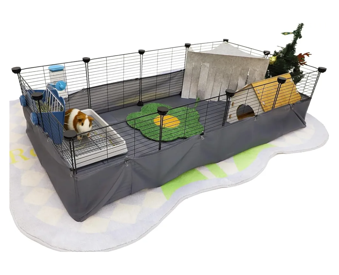 CHEGRON Portable Guinea Pig Cages with Liner & C&C Grids Rabbit Cages Small Animal Cage PVC Bottom Small Animal Playpen for Rabbit Bunny Hedgehog Chinchilla 12PCS Metal Grids 48"x24"x12"