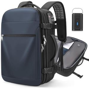 Vacuum Backpack Travel,60L Expandable Vacpack Backpack with Vacuum Pump, Water Resistant &TSA Lock, Easyvacpack Carry On Backpack Flight Approved Fits 17.3" Laptop, Blue