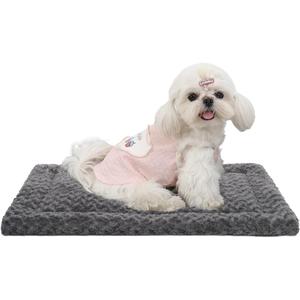 Washable Dog Bed Mat Pet Crate Pad Soft Fluffy Pet Kennel Beds Dog Sleeping Mattress for Large Jumbo Medium Small Dogs, 21 x 13 Inch, Gray (Grey)