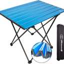 Camping Table Folding Portable Camp Side Table Aluminum Lightweight Carry Bag Beach Outdoor Hiking Picnics BBQ Cooking Dining Kitchen Blue Small (16"D x 11"W x 15"H)