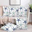 Throw Pillow Covers Nautical Starfish Pillow Covers 18x18 Inch Set of 2 Navy Blue and Turquoise Sea Stars Throw Pillows Decorative Pillow Cases Cushion Covers for Bedroom Livingroom
