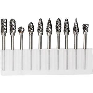 Carbide Burr Set 1/8 Inch Shank with 1/4 Inch Head Double Cut Rotary Burrs Die Grinder Drill Bits for Woodworking Engraving Drilling Carving,10pcs