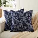 100% Cotton French Pastoral Throw Pillow Covers Set of 2, 20x20 Inch Background/Blue Farmhouse Decorative Cushion Covers for Sofa Bed Living Room Home Decor