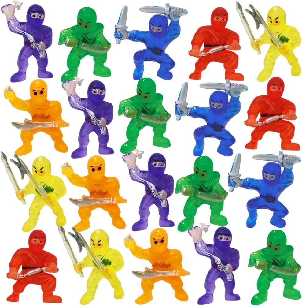ArtCreativity Mini Ninja Figurines, Pack of 48, Assorted Colors Plastic Action Figures, Little Ninja Warriors in Assorted Poses, Cool Cupcake Topper, Goodie Bag Fillers & Party Favors for Kids