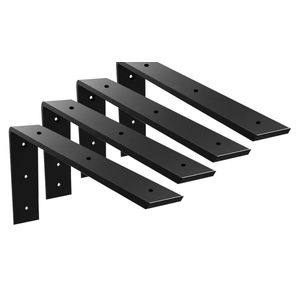 WINKER Countertop Support Bracket 4 Pack Heavy Duty 3/8" Thick Hidden L Shelf Bracket 18" x 8" x 2.5" Metal Corbels for Quartz/Granite/Wood/Concrete/Laminate Countertops, Black