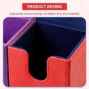 Magic Card Deck Box for MTG Single Deck Card Box fits 100+ TCG Sleeved Cards Soft Leather Card Box Top loading Card Boxes Magic Gift for MTG TCG CCG (Vertical,Red)