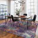 RELEANY Washable Area Rugs 9'x12' Non-Slip Modern Abstract Soft for Living Room Entryway Bedroom Nursery, Print Pattern, Purple Orange Blue Green Rust Red Colorful