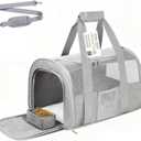 Cat Carrier Pet Dog Carrier Airline Approved for Puppy Kitten Carriers Under 15lb, Collapsible Soft Sided TSA Approved Travel Carrier-Grey