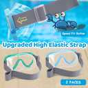 Vvinca Swim-Goggles with Nose Cover, 2 Packs Elastic Fabric Strap Snorkel Swim Mask Anti Fog UV No Pull Hair for Kids 3-14