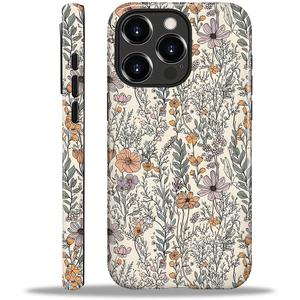 Case Compatible with iPhone 16 Pro,Hybrid 2 Layer PC Hard Shell + Silicone Protective Case, Wildflower Garden Floral Scratch-Resistant Shockproof Cover for iPhone 16 Pro