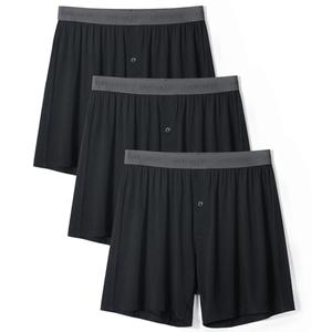 DAVID ARCHY Mens Underwear Bamboo Rayon Boxers for Men Breathable and Cool Men's Boxer Shorts with Button Fly 2  Pack (L,Black) DAVID ARCHY Mens Underwear Bamboo Rayon Boxers for Men Breathable and Cool Men's Boxer Shorts with Button Fly 2  Pack (L,Black)