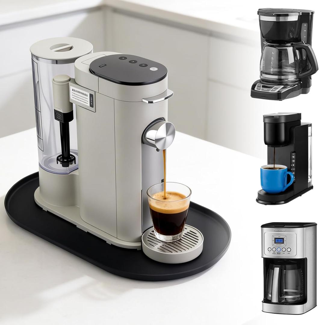 Silicone Coffee Mat with Raised Edges, 19 "×11",Bar Mat for Countertops,Coffee Bar Mat Compatible with Ninja Coffee Maker Black and Decker Coffee Maker Cuisinart Coffee Maker