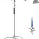 NEEWER Basics 100% Stainless Steel Heavy Duty C Stand with Boom Arm, Max 10.5ft/320cm Photography Light Stand, 4.2ft/128cm Holding Arm, 2 Grip Heads for Studio Monolight Softbox Reflector, SC320 Lite
