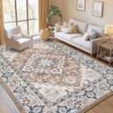 8x10 Area Rugs for Living Room Bedroom, Soft Boho Carpet Floral Brown