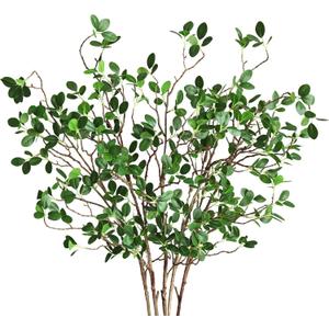 Htmeing Artificial Eucalytus Green Branches Faux Ficus Twig Home Office Shop Decoration (5 pcs)