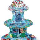 Stitch Themed Party Supplies and Decorations, a Three-Tiered Cupcake Stand, a Display Stand for Birthday Desserts and Cakes, which is Suitable for Cute-Style Birthday Decorations.