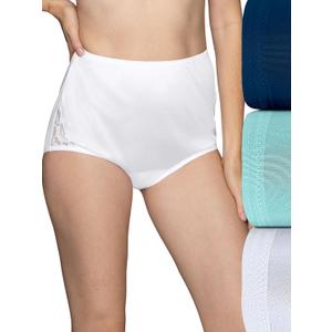 Vanity Fair Women's Perfectly Yours Traditional Nylon Brief Panties, Lace-3 Pack-Navy/ Azure/ White, 9