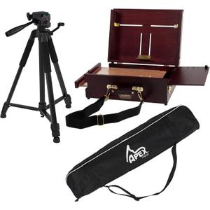 SoHo Urban Artist Scout Pochade Box with Apex Tripod - Adjustable Camera Stand and Compact Artist Easel for Outdoor Painting, Field Photography, and Travel Studio Setup
