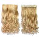 REECHO 20" 1-Pack 3/4 Full Head Curly Wave Clips in on Synthetic Hair Extensions HE008 Hairpieces for Women 5 Clips 4.5 Oz per Piece - Medium Blonde With Highlights