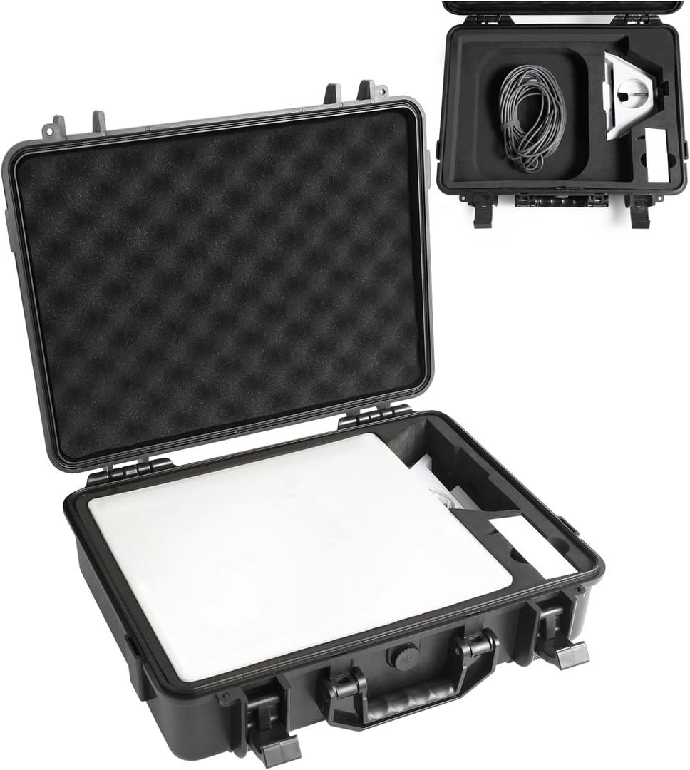 Waterproof Hard Starlink Mini Case for Starlink Mini Dish Kit, Portable Carrying Case with Precision Cut Foam for Accessories, Ideal for Travel and Camping