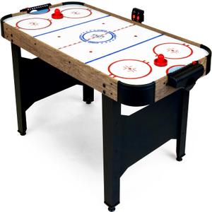 GoSports 48 Inch Air Hockey Arcade Table - Oak or Black - Includes 2 Pushers, 3 Pucks, AC Motor, and LED Scoreboard