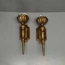 Gold Candle Sconces Set of 2 - Metal Wall Candle Holders for Pillar - Vintage Brass Wall Dcor for Living Room Bathroom Dining Room