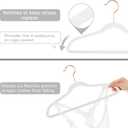 MIZGI Kids Velvet Hangers,Non-Slip Big Kids Hangers,14 Inch Hangers for Youth,Teen Clothes,Pack of 50White/Rosegold