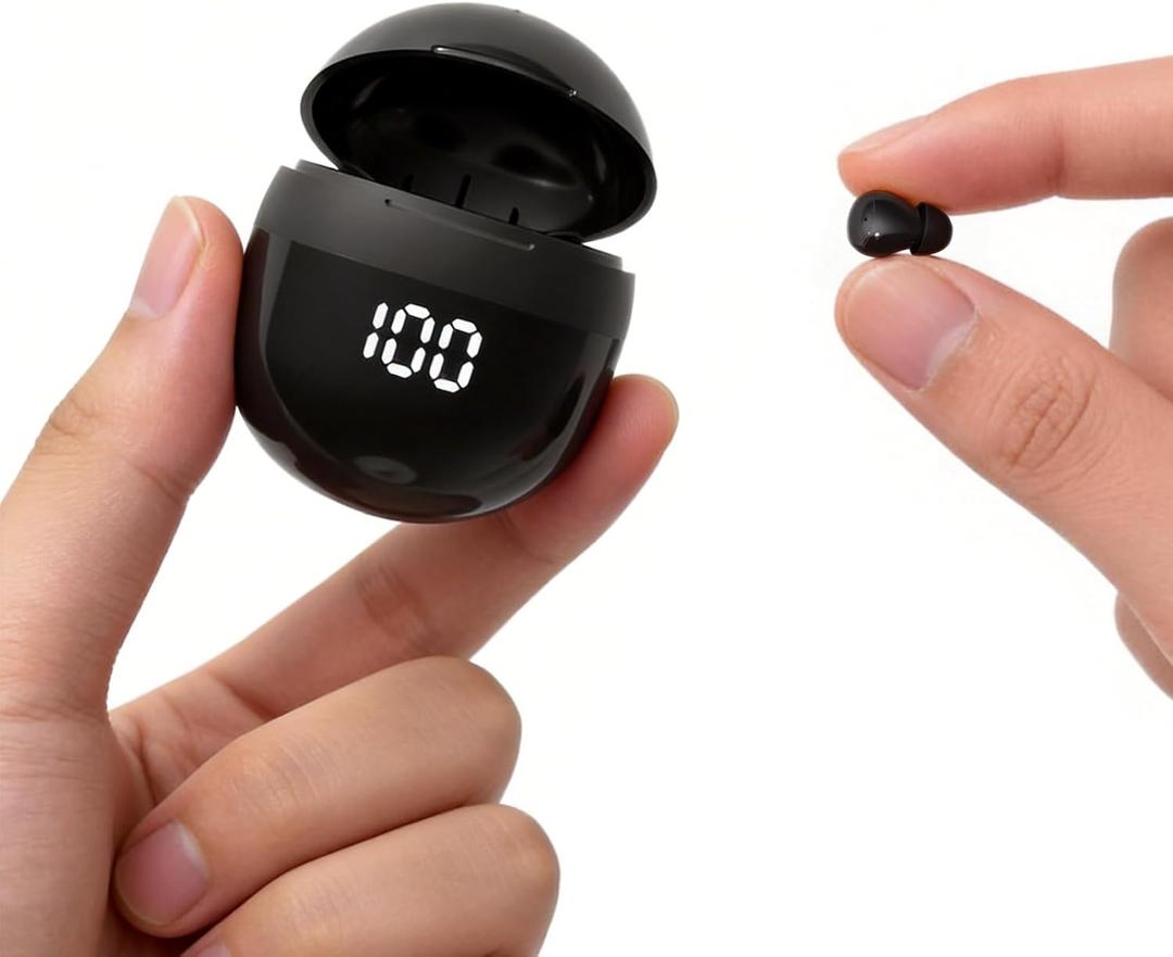 Invisible Mini Earbuds Wireless Bluetooth, Low Profile Micro Smallest Tiny Discreet Hidden Earbuds for Work, Small Headphones, Invisible Sleep Wireless Earphone IPX5 Waterproof for Small Ear Canals (Black)