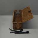 Cable Organzier Box, Handwoven Imitation Rattan Power Strip Cover Cable Management Box, 2 Open Slots Cord Organizer Box Cord Storage Basket for Computer Router USB Hub and Power Strip