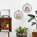 Giosve Bear Donkey Nursery Round Wall Art Canvas Framed Poster, Kids Room Decor, Cartoon Bear Donkey Floral Hanging Wall Sculptures for Kids Nursery Room Bedroom Playroom Decor, 10x10 Inch Set of 2